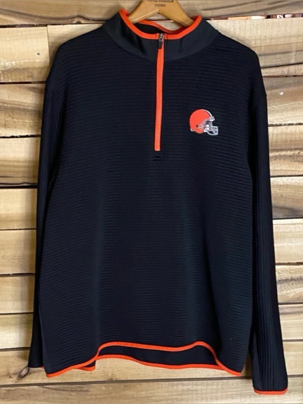 NFL Team Apparel TX3 Warm Cleveland Browns Black Orange Quarter-Zip Pullover XXL